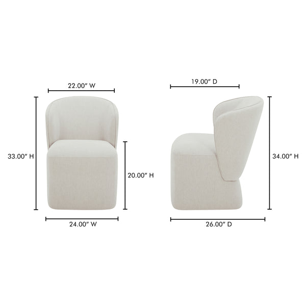 Moe's Larson Rolling Dining Chair in Heather Grey