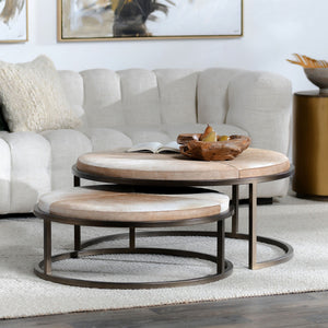 Hayword Nesting Coffee Tables Set of 2 with Hide Tops