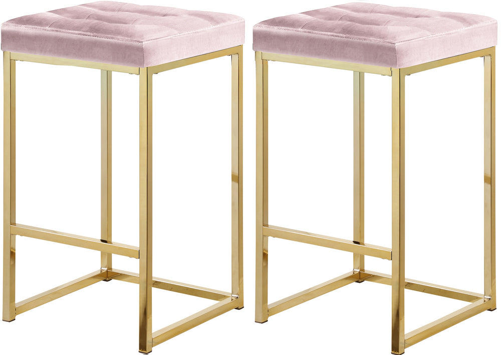 Pearl Stool In Pink Velvet