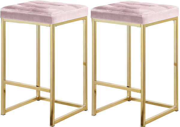 Pearl Stool In Pink Velvet