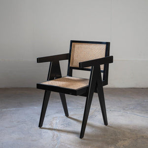 Jeanneret Cane Arm Chair - Black