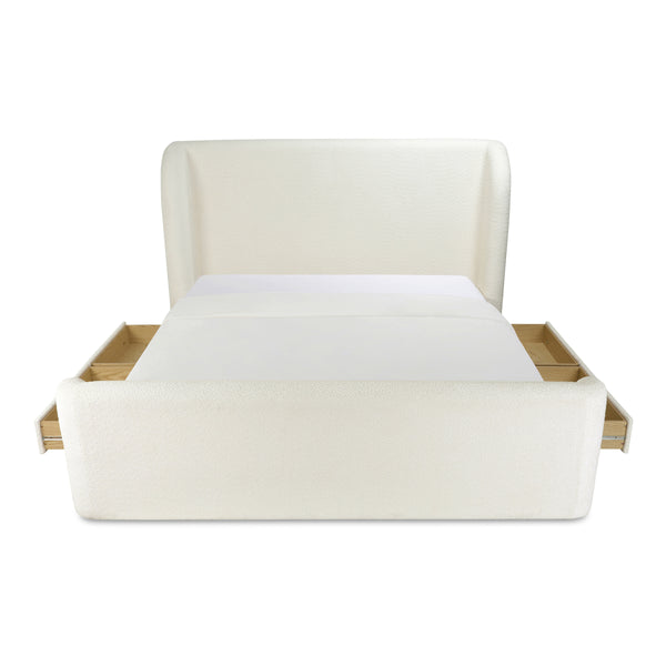 Sophia Queen Storage Bed in Cream with Drawers