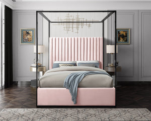 Daniel King Bed In Pink Velvet