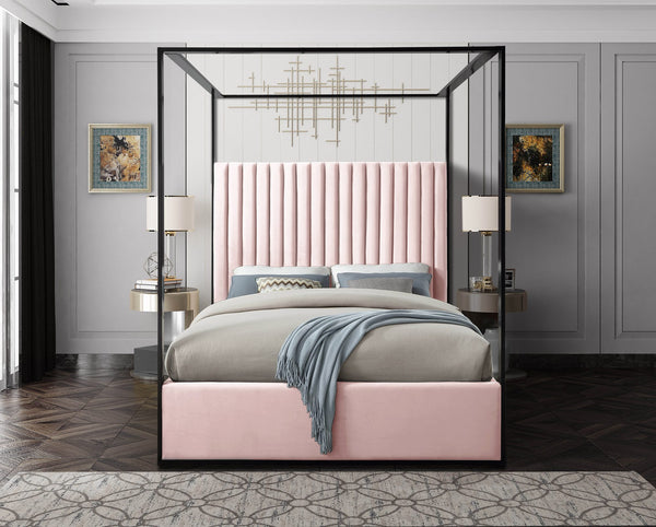 Daniel King Bed In Pink Velvet