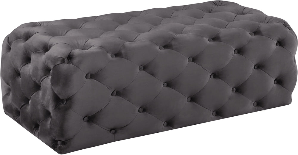 Debbie Ottoman/Bench In Grey Velvet