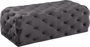 Debbie Ottoman/Bench In Grey Velvet