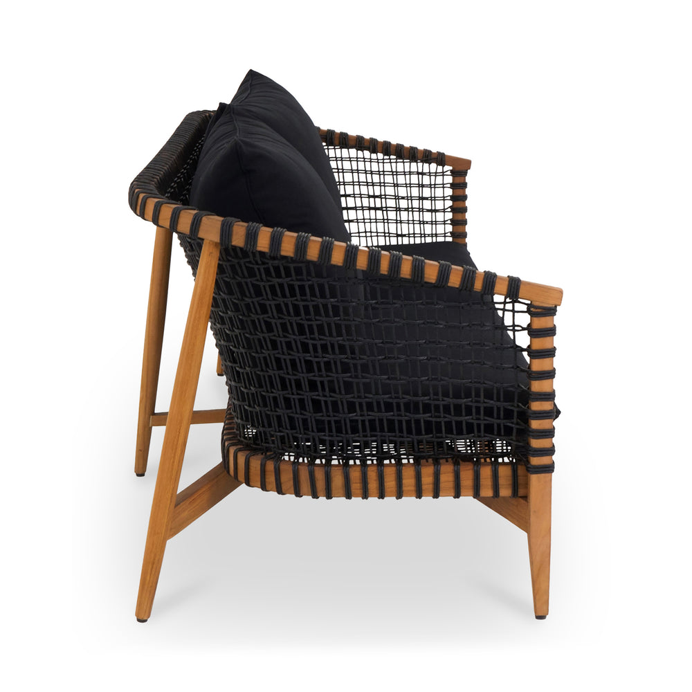 Moe's Kuna Outdoor Sofa in Black with Teak Frame