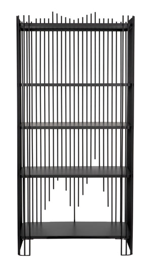 Mila Industrial Steel Bookcase in Matte Black