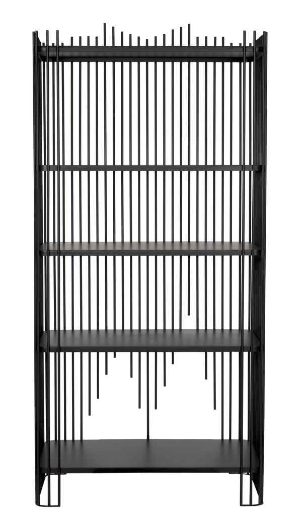 Mila Industrial Steel Bookcase in Matte Black