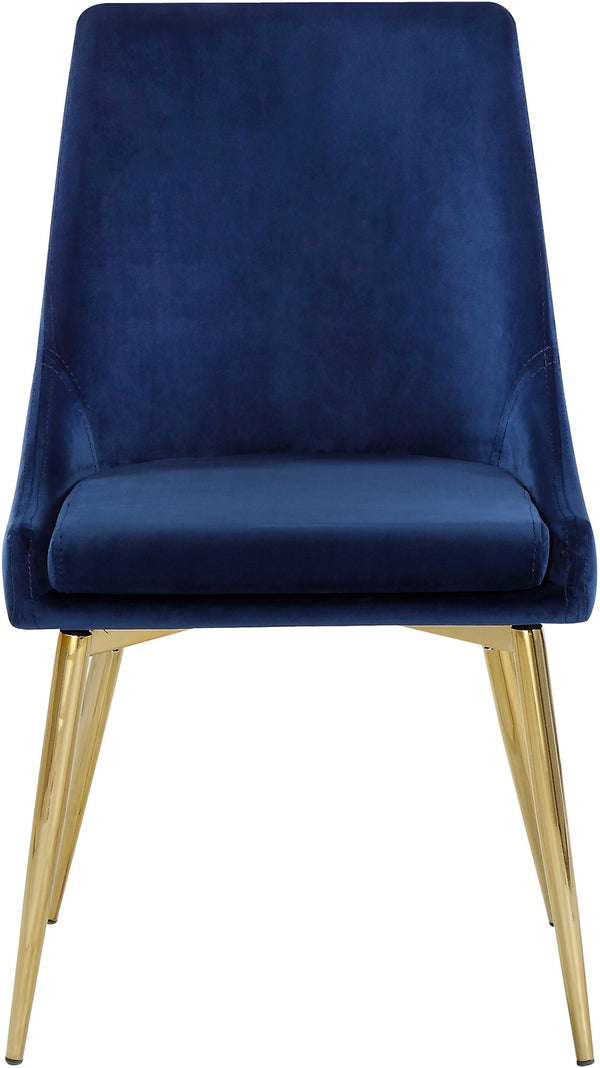 Lynette Dining Chair In Navy Velvet and Gold