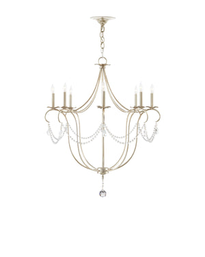 Crystal Lights Silver Large Chandelier In Silver Leaf