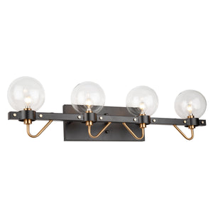 Chelton 4 Light Wall Light AC11424CL in Matte Black & Harvest Brass