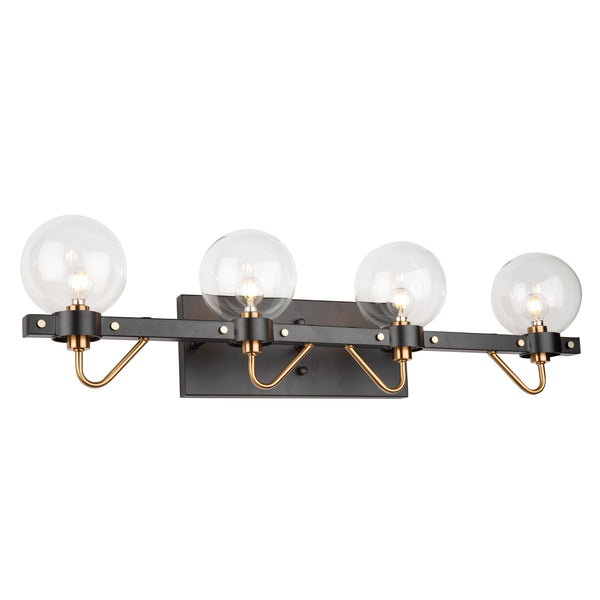 Chelton 4 Light Wall Light AC11424CL in Matte Black & Harvest Brass