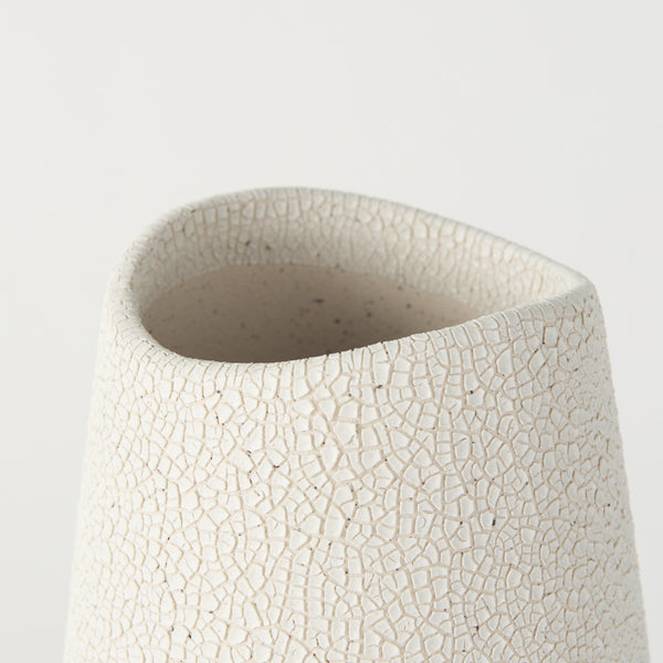 Salar 5.9L x 5.9W x 14.0H Cream Conical Crackled Ceramic Vase