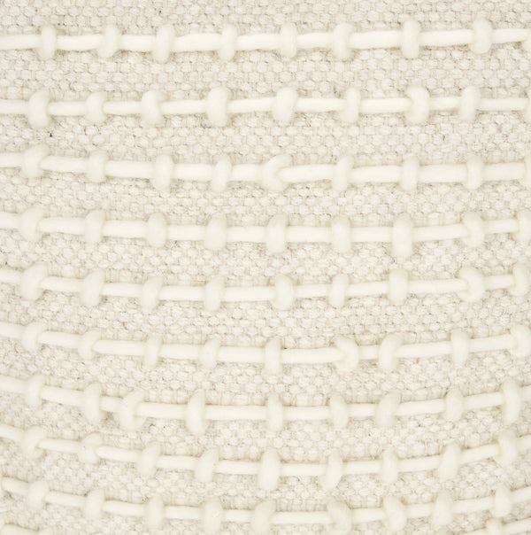 Sakaye Beige w/ Cream Stitched Patterned Pouf