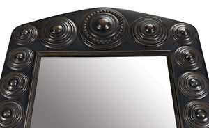Nanna Mirror, Hand Rubbed Black with Light Brown Trim