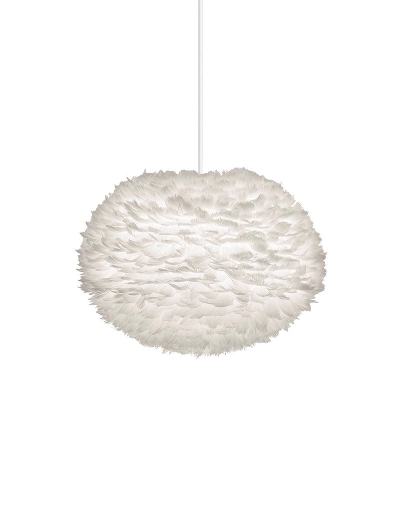 Eos Large Plug-In Pendant in White with White Cord
