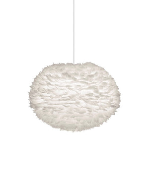 Eos Large Plug-In Pendant in White with White Cord