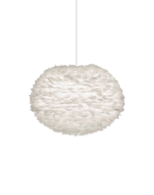 Eos Large Plug-In Pendant in White with White Cord