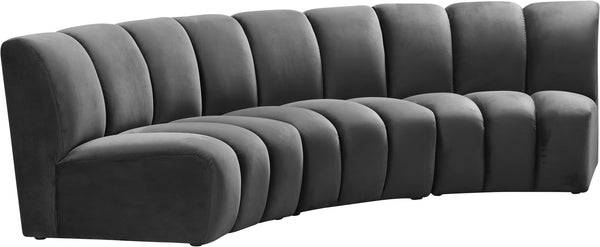 Lynda 3pc. Modular Sectional In Grey Velvet