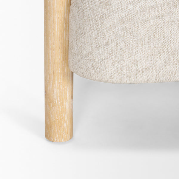 Gianna Open Back Light Brown Wood w/ Oatmeal Fabric Accent Chair
