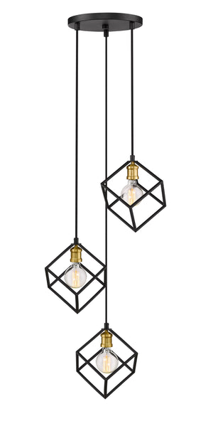 Vertical 3 Light Pendant in Bronze + Olde Brass Finish