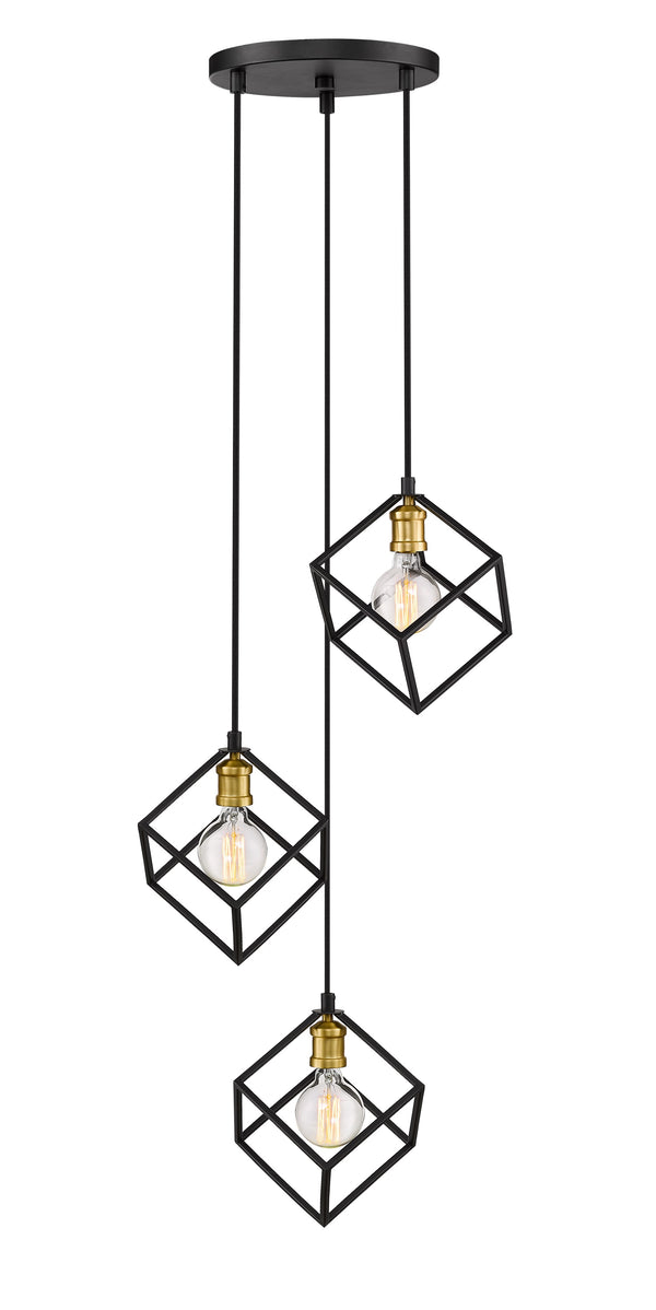 Vertical 3 Light Pendant in Bronze + Olde Brass Finish