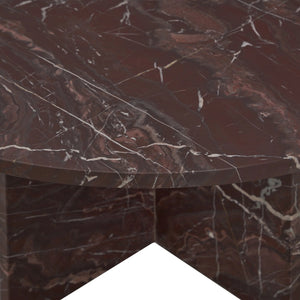 Reilly Marble Round Coffee Table - Merlot Finish