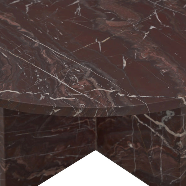 Reilly Marble Round Coffee Table - Merlot Finish