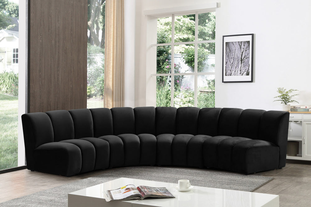Lynda 4pc. Modular Sectional In Black Velvet