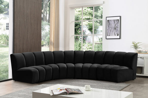 Lynda 4pc. Modular Sectional In Black Velvet