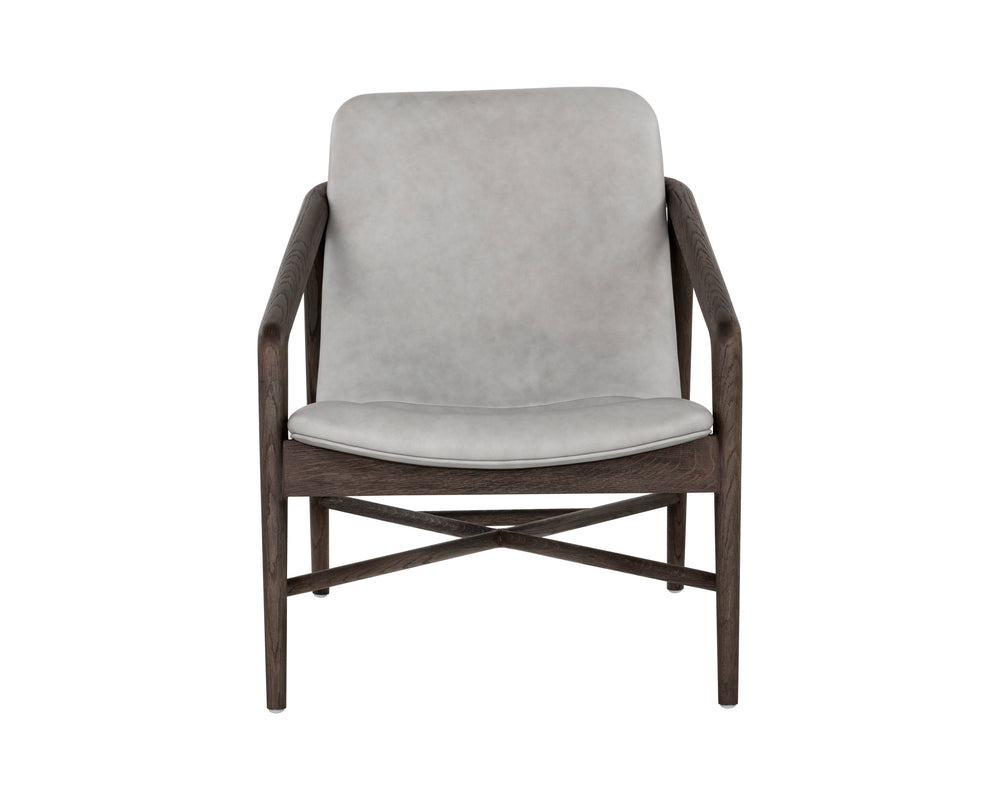 CINELLI LOUNGE CHAIR - DISTRESSED BROWN - SALOON LIGHT GREY LEATHER