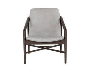 CINELLI LOUNGE CHAIR - DISTRESSED BROWN - SALOON LIGHT GREY LEATHER