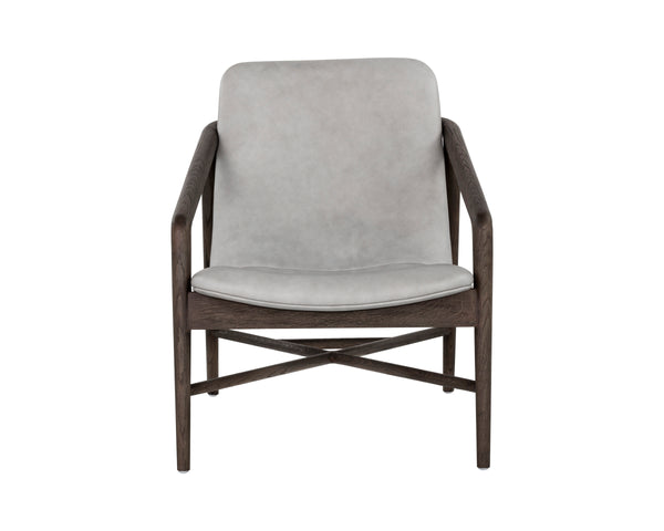 CINELLI LOUNGE CHAIR - DISTRESSED BROWN - SALOON LIGHT GREY LEATHER