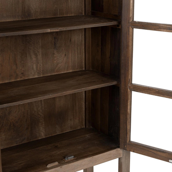 Kharga Reclaimed Wood Tall Cabinet with Glass Doors