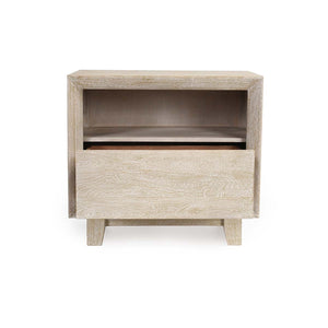 Reece Solid Wood Nightstand with Shelf in Seashell White