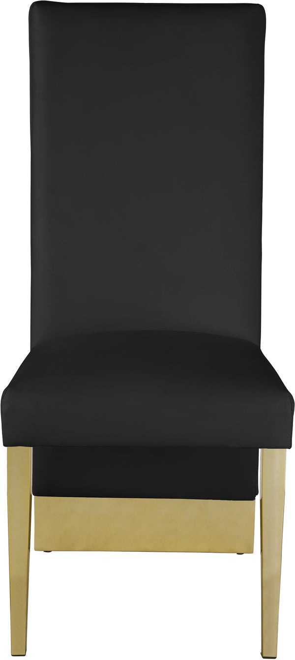 Stanley Dining Chair In Black Faux Leather and Gold