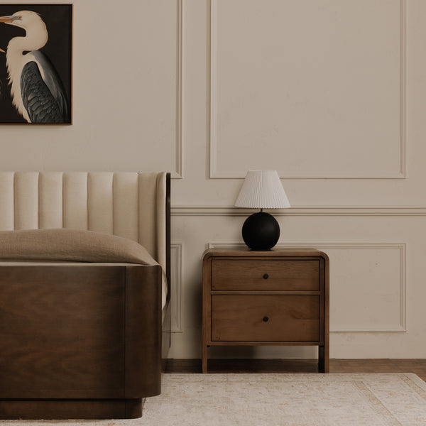 Riley Nightstand with Waterfall Edge in Oak