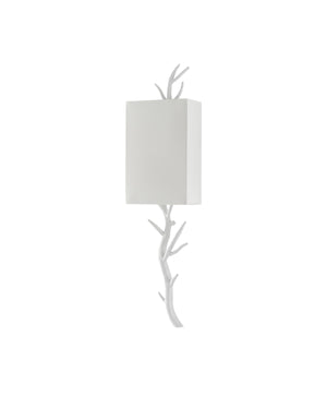 Baneberry Wall Sconce, Right In Gesso White