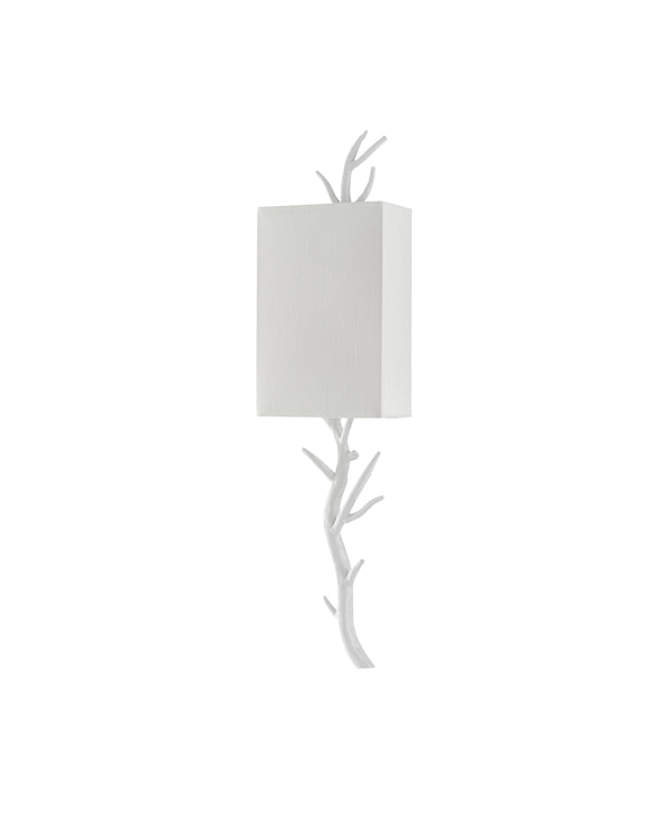 Baneberry Wall Sconce, Right In Gesso White
