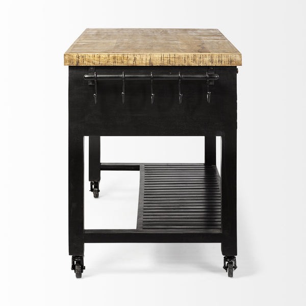 Columbia 62L x 28W x 36H Black Wooden Kitchen Island