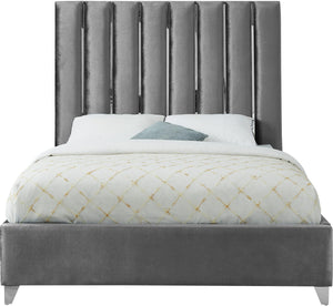 Donnie Full Bed In Grey Velvet