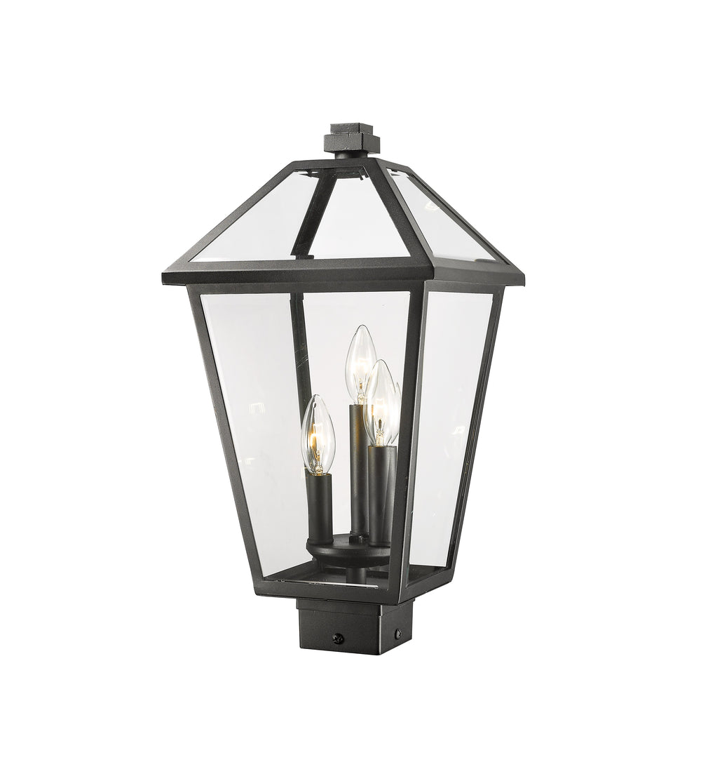 Talbot 3 Light Outdoor Post Mount Fixture in Black Finish