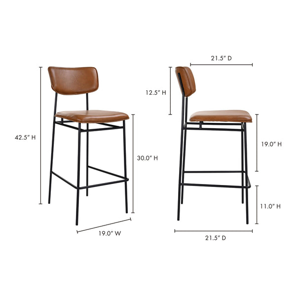 Moe's Sailor Bar Stool Brown with Iron Frame