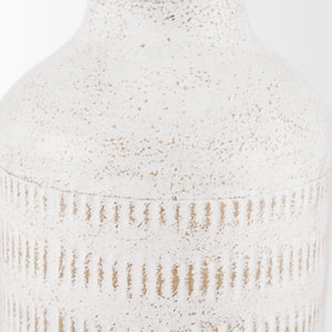 Tisha Small White W/ Terracotta Distressing Metal Vase