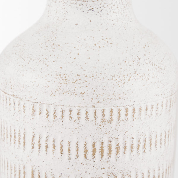 Tisha Small White W/ Terracotta Distressing Metal Vase