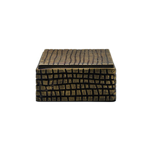 SMALL BRASS ALUMINUM BOX WITH REPTILE TEXTURE