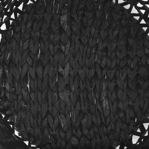Lola 19.7L x 19.7W x 23.6 Set of 3 Black Water Hyacinth Zig Zag Weave Round Basket W/ Handles