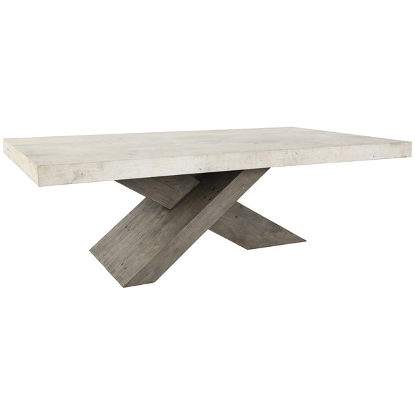 Durant Solid Wood Coffee Table - Antique White/Distressed Brown