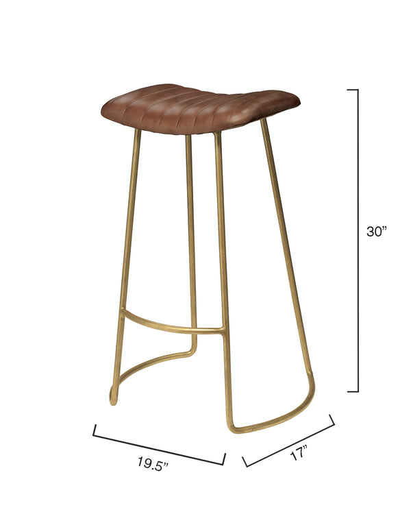 Theo Leather Bar Stool, Brown